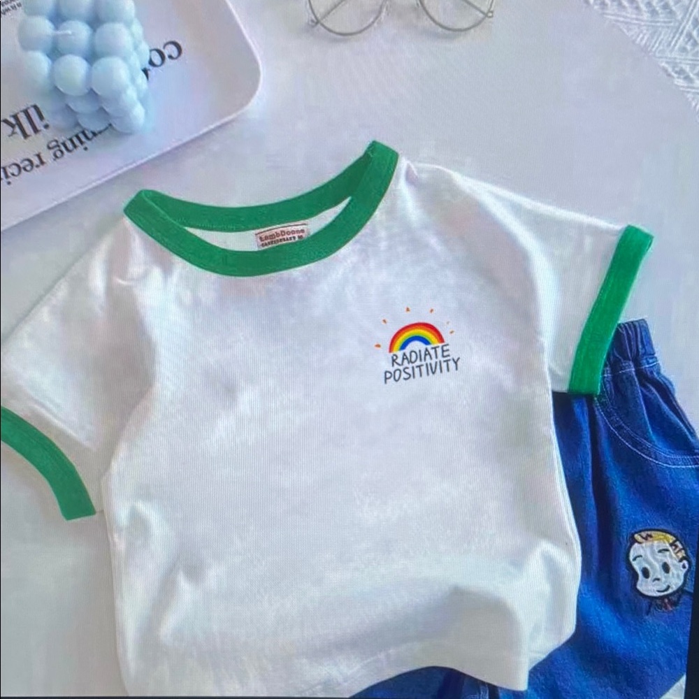 Radiate Positivity Kids Matching Set - White and Green